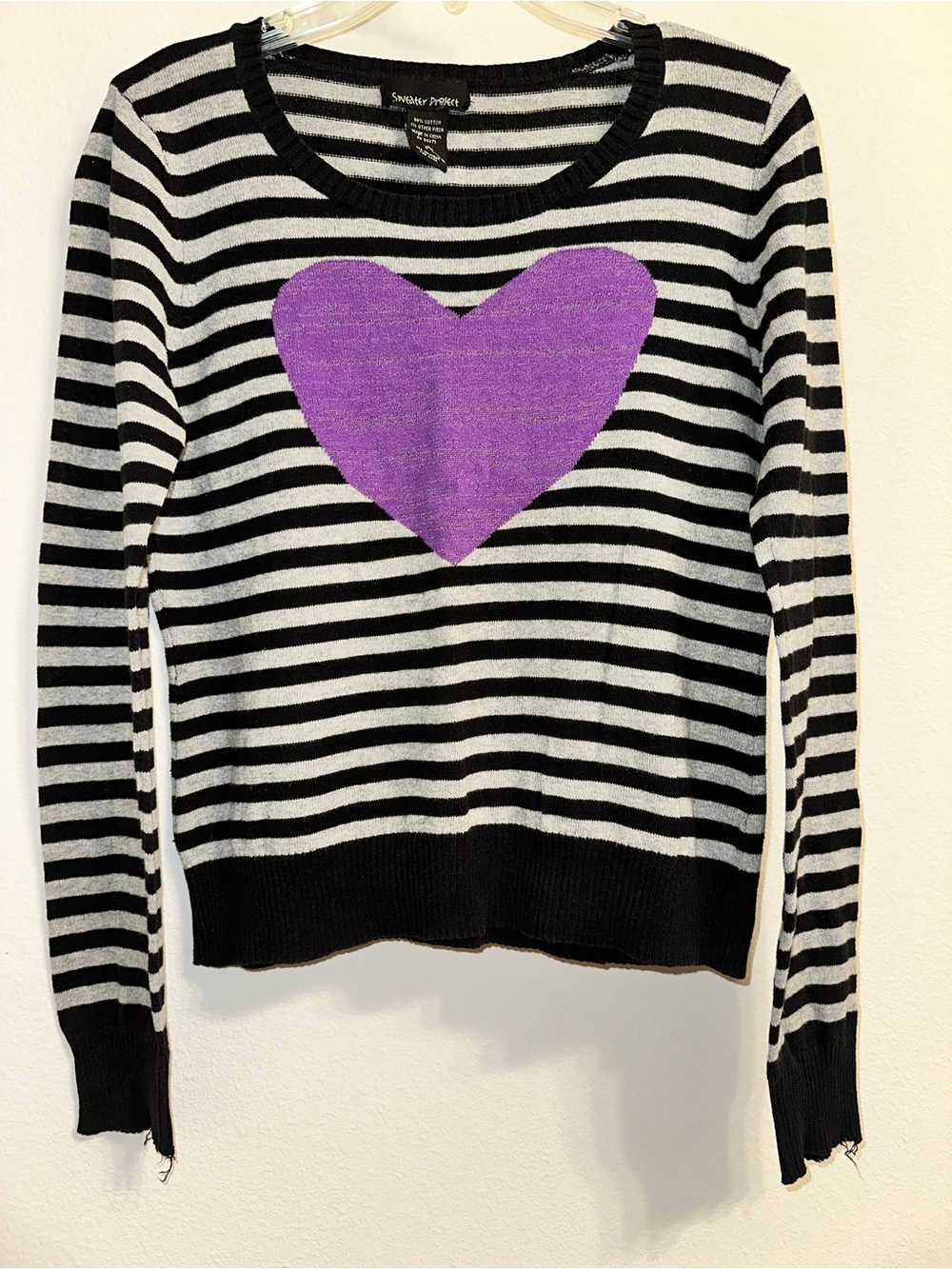 Vintage Sweater Project Purple Heart junior size L; 99% cotton